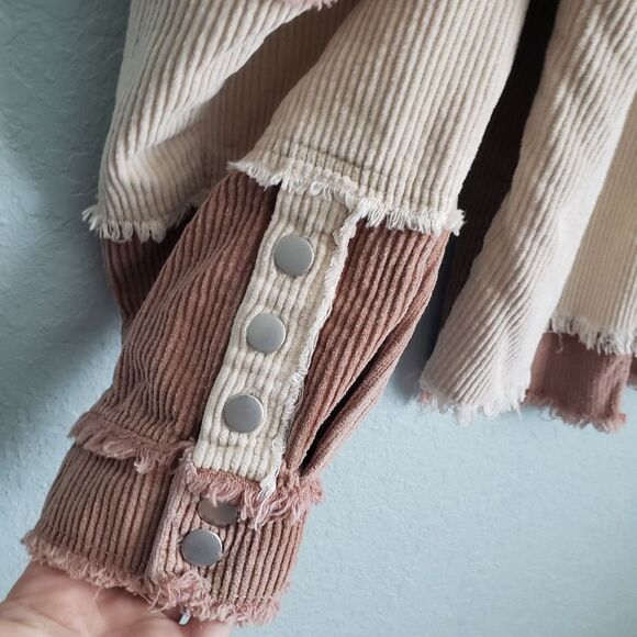 POL Corduroy Cream and Brown Oversized Jacket - Picture 6 of 8